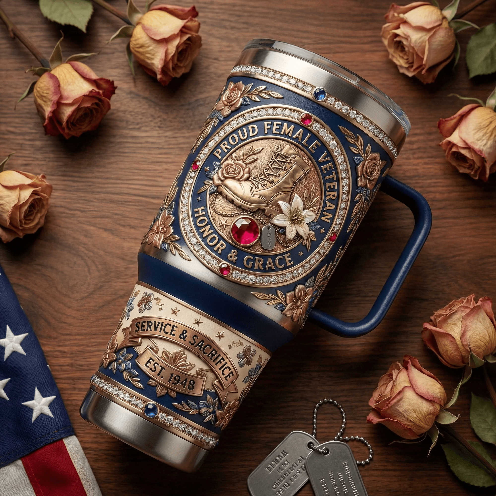 Veterans 40oz Tumbler With Handle LNTH